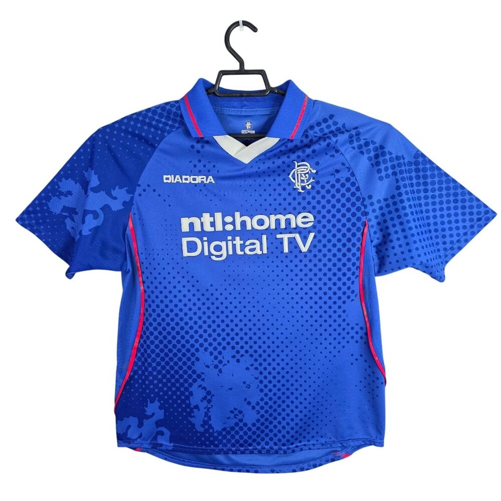 Mens Vintage Diadora Rangers FC Blue Soccer Jersey Shirt Short Sleeve ntl:home M
